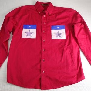 Harriton Men's Button Down Rare Star Shirt Size XL #1083